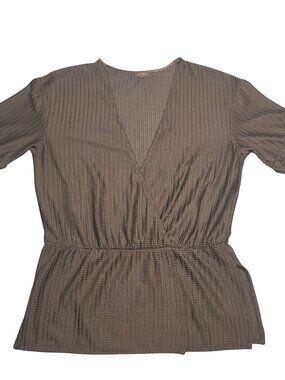 On You Black Textured Peplum Top M